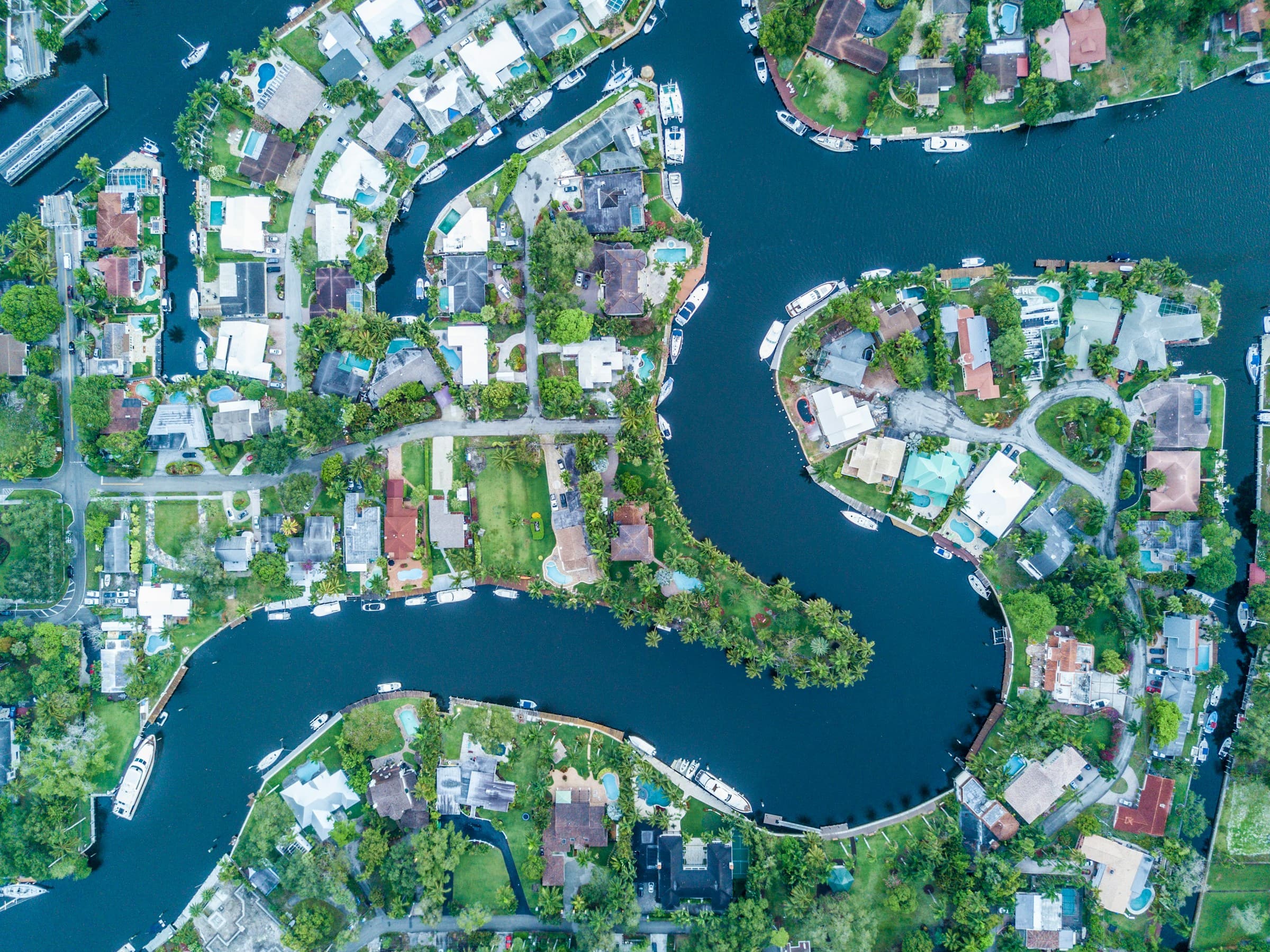 Aerial view of coastal neighborhoods in District 21